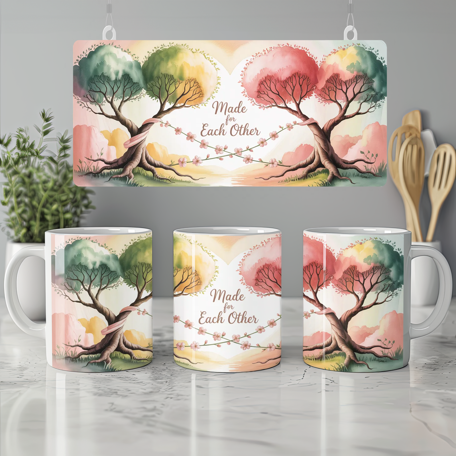 Made For Each Other Mug | Romantic Anniversary Gift | Valentines Mug for Couples | Wrap Around Love Design Present