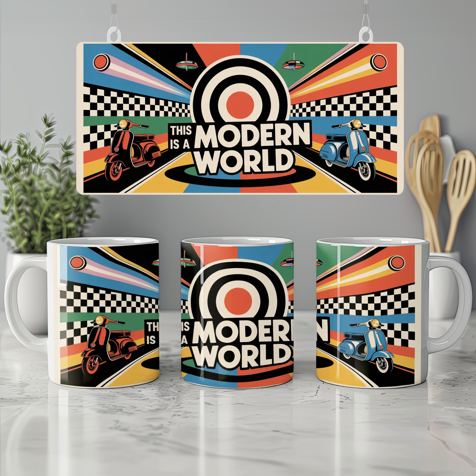 Mod Culture Mug | This is a MODern World Quote | Retro 1960s Scooter Gift | Father's Day Present for Dad
