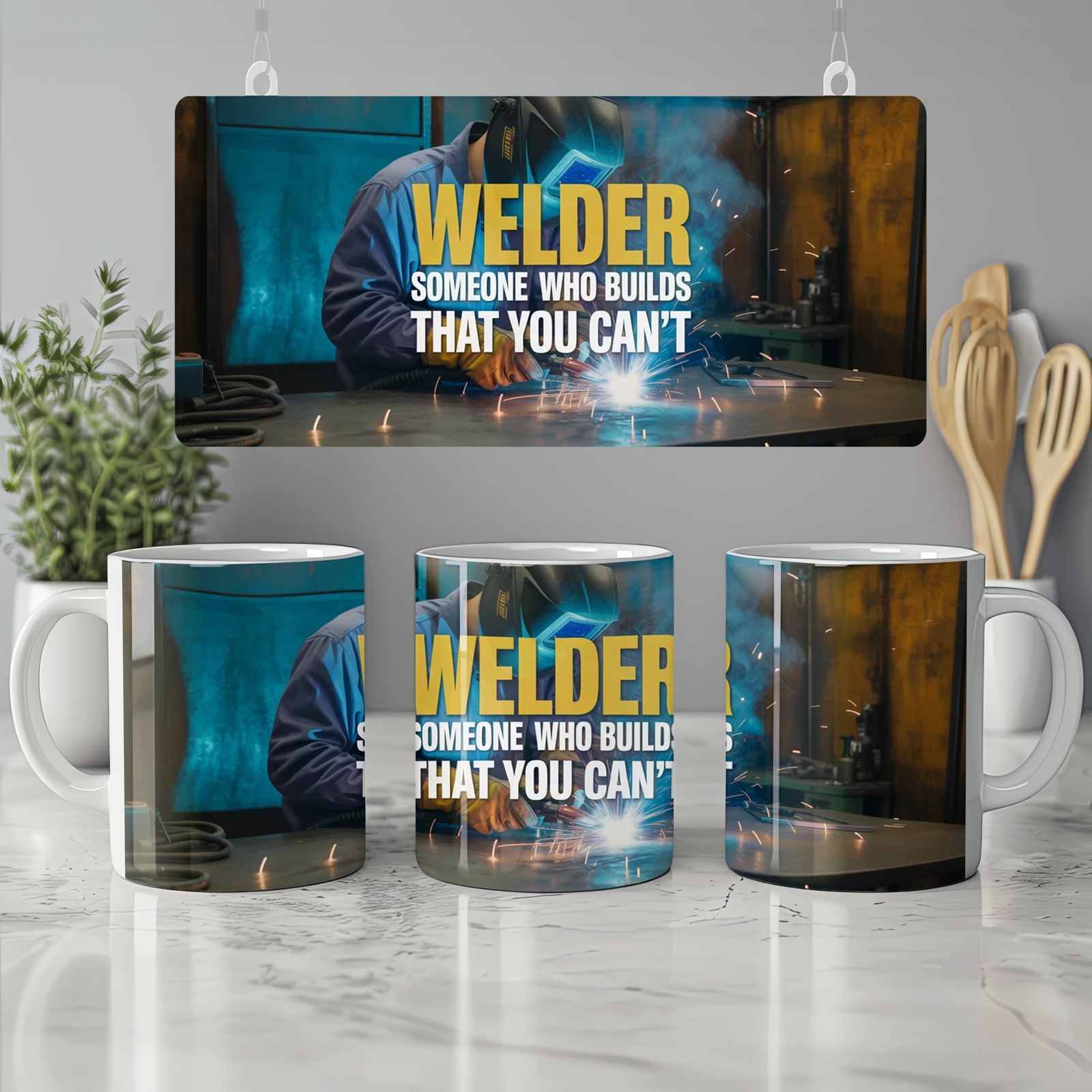 Funny Welder Mug | Welder Gift for Him | Welding Booth Scene Coffee Cup | Father's Day Gift for Dad Colleague | Rude Welding Present