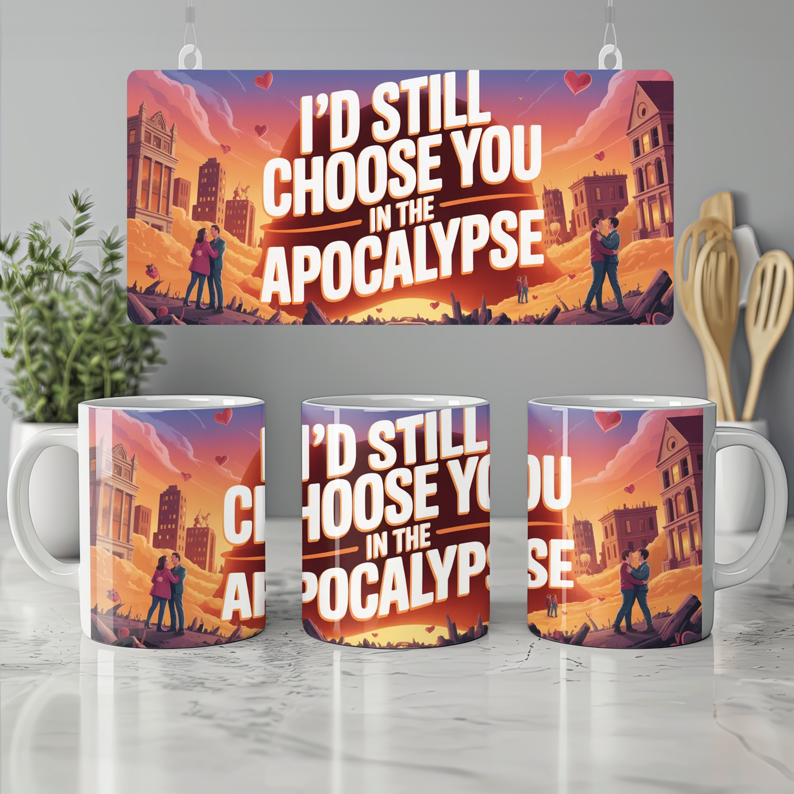 Apocalypse Love Mug | Funny Anniversary Gift for Him or Her | Romantic Humour Mug | I'd Still Choose You Valentine's Present