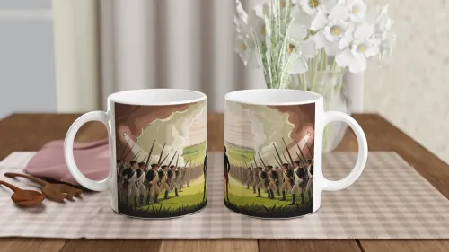 American Revolutionary War Battle Scene Illust…