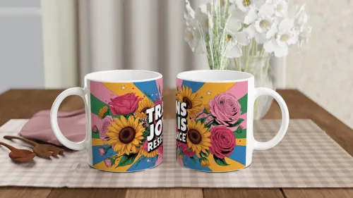Trans Joy Is Resistance Floral Pride Mug
