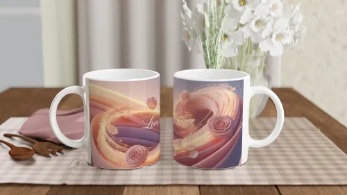 Love Starts Here – Romantic Pink Roses Mug