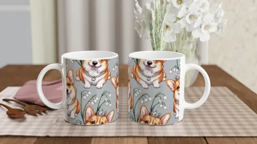 Royal Corgi Pattern with Crowns and Lily of th…