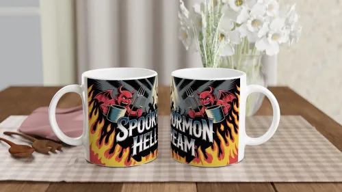 Spooky Mormon Hell Dream Devils and Flames Mug