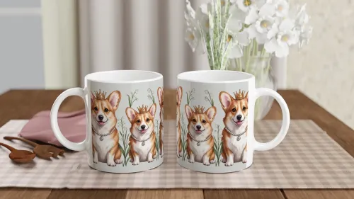 Royal Corgi Dogs with Crowns and Pearls Patter…