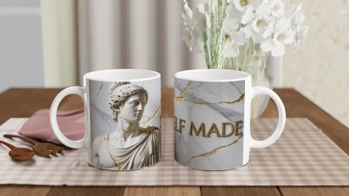 Self Made Greek Statue Kintsugi Gold Marble Mug