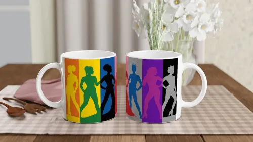 Colorful Queen Silhouettes Rainbow Pop Art Mug