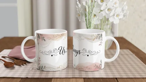Us, Always - Romantic Watercolour Floral Couples Mug