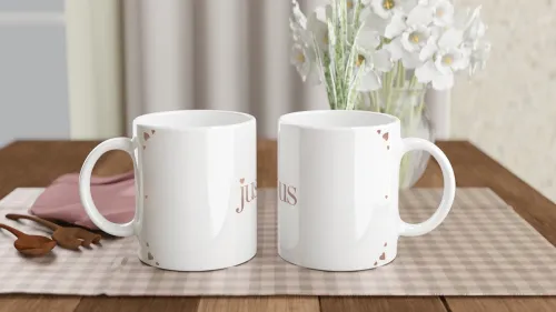 Just Us Rose Gold Hearts Romantic Mug