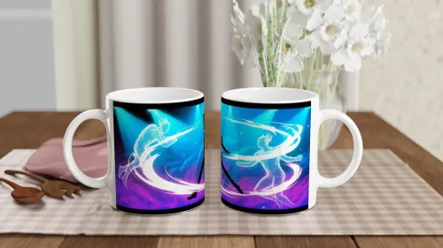 Rock Singer Silhouette with Neon Energy Swirls