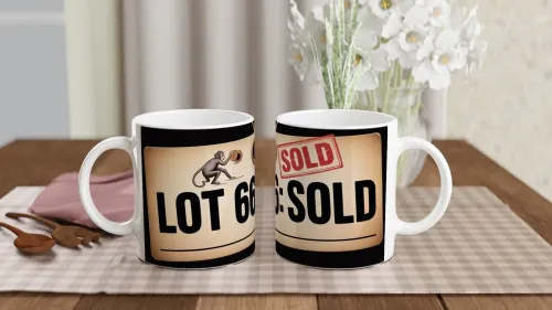 Lot 666 Sold - Funny Auction Tag Monkey Mug