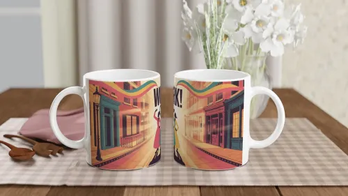 Work! Empowered Women Retro Illustration Mug