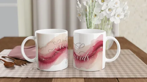 Loved Beyond Words Pink Watercolour Calligraph…