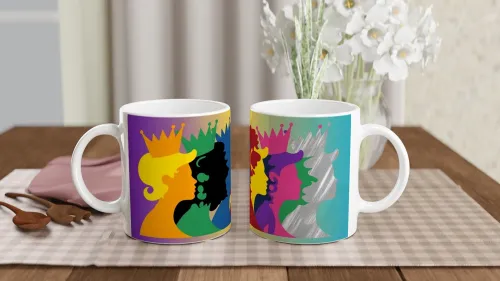Colourful Queens Silhouettes Pop Art Mug