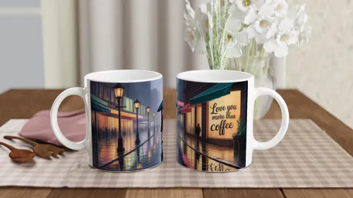 Love You More Than Coffee Romantic Rainy Stree…
