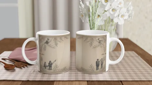 Vintage Folk Music Scene Decorative Border Mug