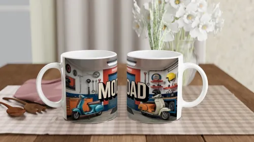 Mod Dad Retro Scooter Garage Mug