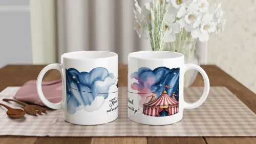 Circus Tightrope Walker Watercolor Quote Mug