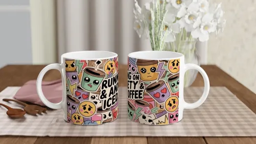 Running On Anxiety & Iced Coffee Kawaii Sticke…