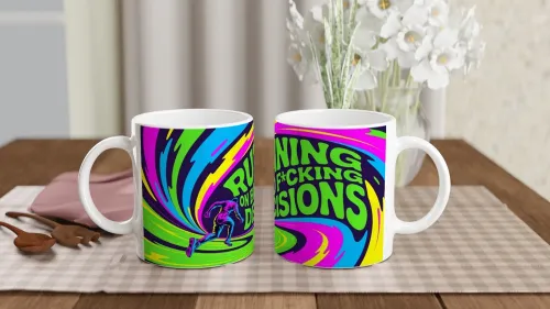 Running On Bad F*cking Decisions Psychedelic Mug