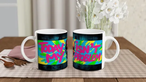 Today Isn't My Problem - Neon Graffiti Skull Mug
