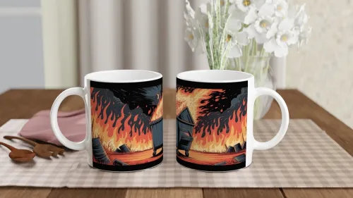 Dumpster Fire Comic Style Illustration Mug