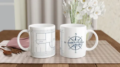 Theatre Stage Blueprint Compass Rose Mug - Dra…