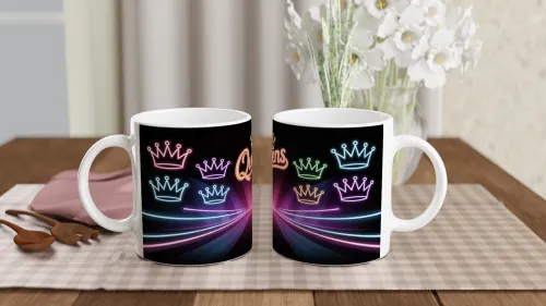 Queens Neon Crowns Retro Mug