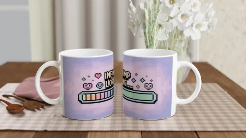 Infodump Loading Pixel Art Retro Gaming Style Mug