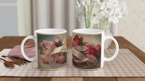 Be Mine Vintage Roses & Lace Valentine's Mug