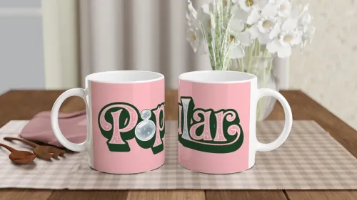 Popular Pink Sparkle Bubble Text Mug