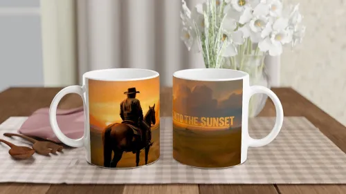 Ride Into The Sunset Western Cowboy Mug