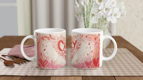 Crazy About You Hearts Doodle Mug