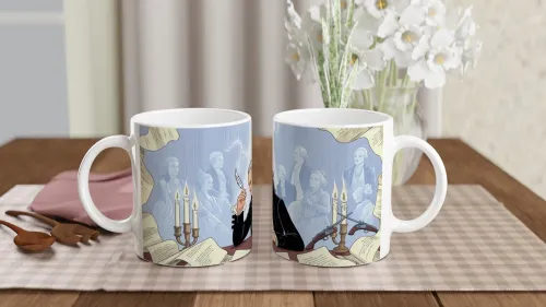 Founding Father Writing at Desk Illustration Mug