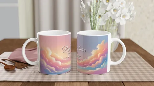Right Where I Belong Pastel Cloud Sky Mug