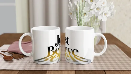 Just Believe Inspirational Typography Mug