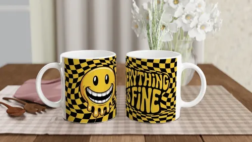 Everything Is Fine Melting Smiley Face Mug