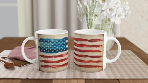 Rustic Painted American Flag Mug