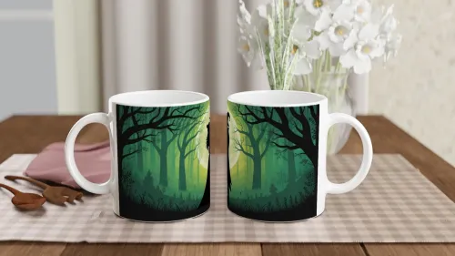 Witch Couple Moonlit Forest Silhouette Mug