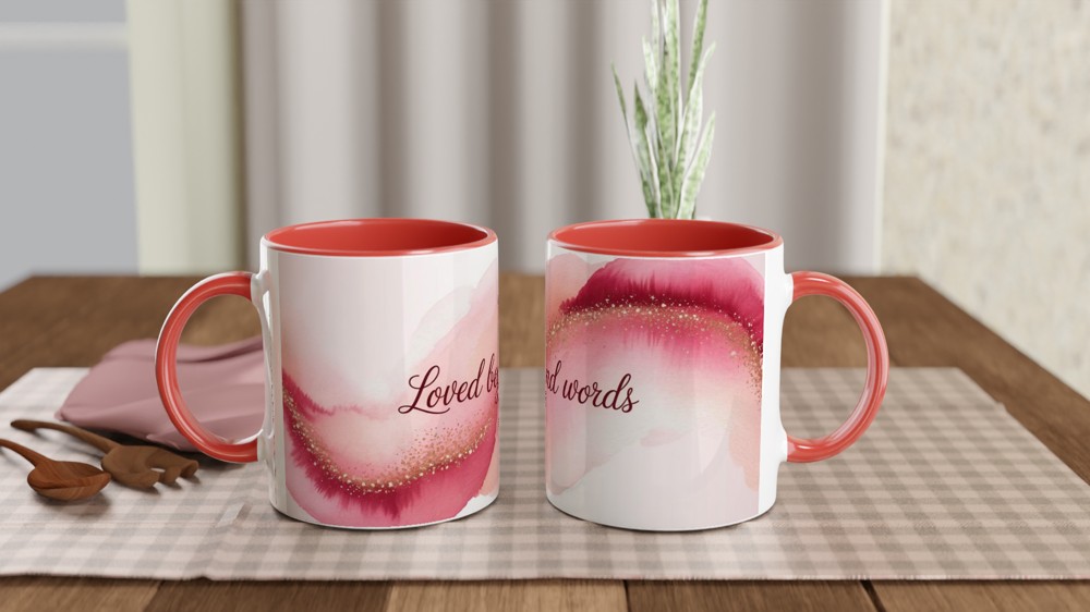 Loved Beyond Words Mug | Romantic Valentine's Gift | Pink Watercolor Anniversary Present for Her | Mother's Day Mug for Mum — view 7