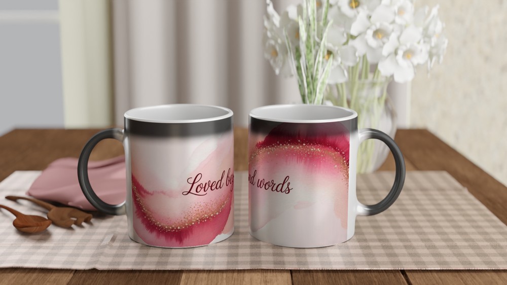 Loved Beyond Words Mug | Romantic Valentine's Gift | Pink Watercolor Anniversary Present for Her | Mother's Day Mug for Mum — view 3