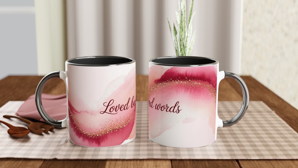Loved Beyond Words Mug | Romantic Valentine's Gift | Pink Watercolor Anniversary Present for Her | Mother's Day Mug for Mum — view 9