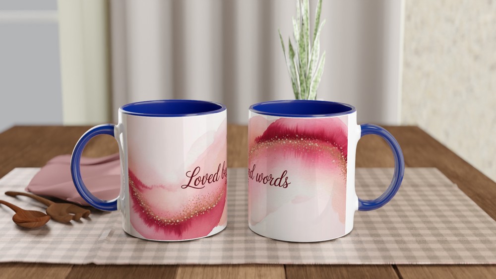 Loved Beyond Words Mug | Romantic Valentine's Gift | Pink Watercolor Anniversary Present for Her | Mother's Day Mug for Mum — view 4