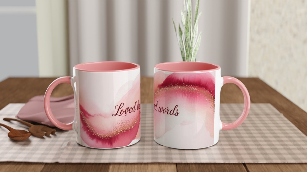 Loved Beyond Words Mug | Romantic Valentine's Gift | Pink Watercolor Anniversary Present for Her | Mother's Day Mug for Mum — view 6