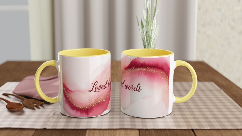 Loved Beyond Words Mug | Romantic Valentine's Gift | Pink Watercolor Anniversary Present for Her | Mother's Day Mug for Mum — view 8