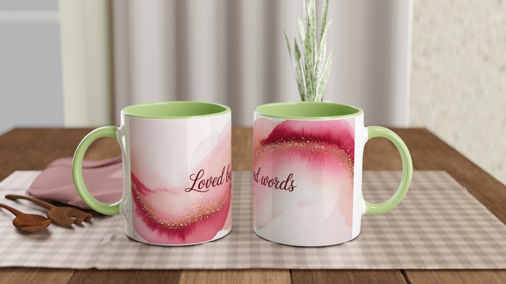 Loved Beyond Words Mug | Romantic Valentine's Gift | Pink Watercolor Anniversary Present for Her | Mother's Day Mug for Mum — view 5