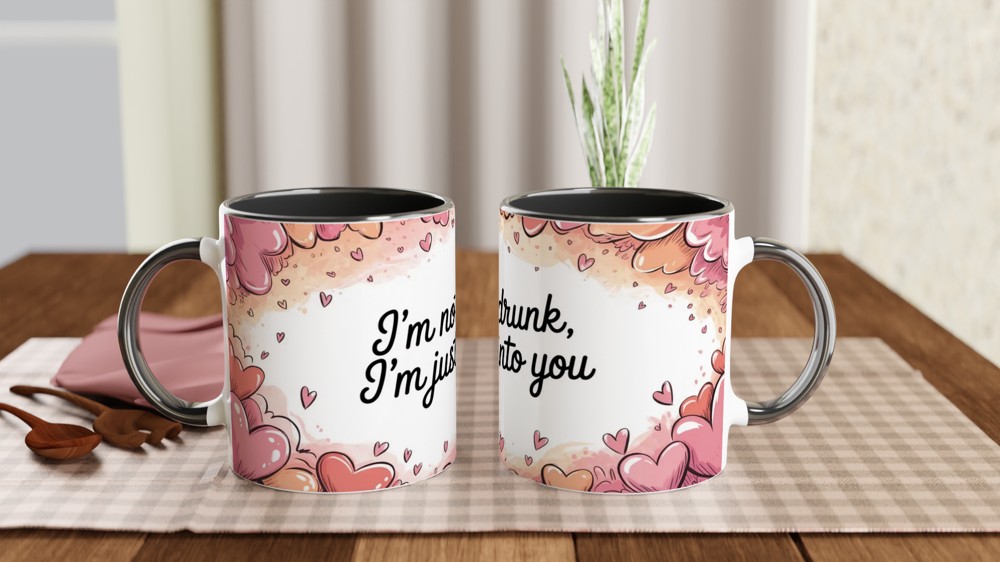 Funny Valentine's Day Mug | 'I'm Not Drunk, I'm Just Into You' Quote | Cheeky Anniversary Gift for Boyfriend or Girlfriend — view 9