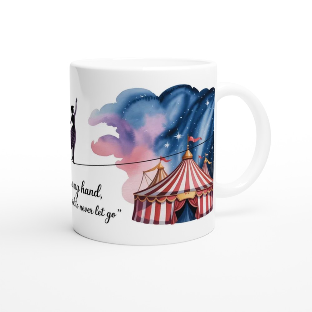 Greatest Showman Mug | Tightrope Quote Musical Theatre Gift | Romantic Anniversary Present for Her | Watercolour Circus Design — view 12