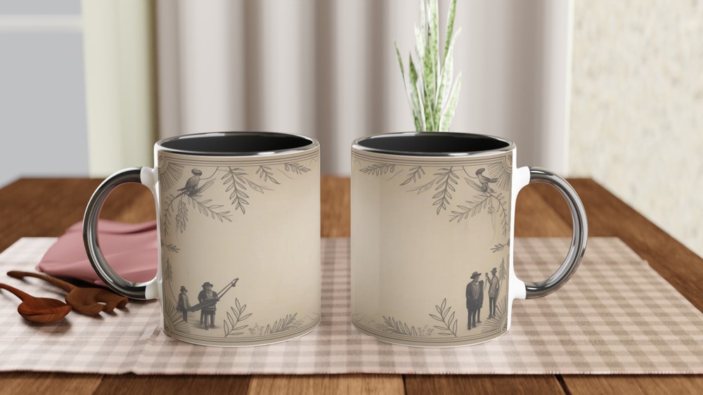 Vintage Folk Music Scene Decorative Border Mug — view 9